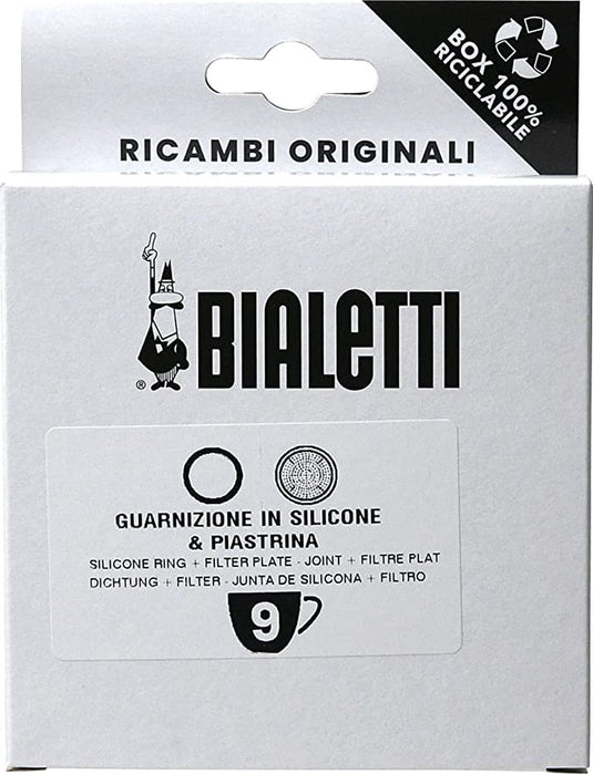 Bialetti moka aluminium filterplaatje + 1 siliconen ring 9 kops