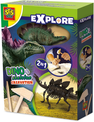 Ses explore dino en skelet opgraven 2in1- stegosaurus