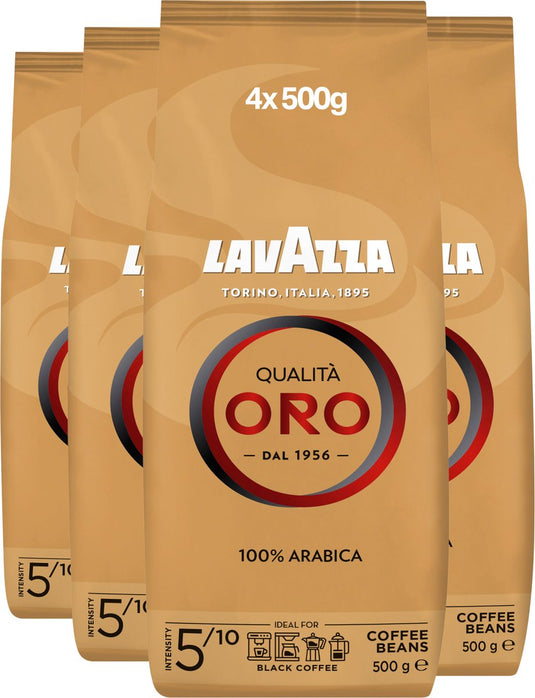 Lavazza qualità oro koffiebonen - 100% arabica koffie bonen - intensiteit 5 10 - 4 x 500 gram