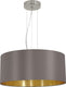 Eglo maserlo - hanglamp - 3 lichts e27 - ø53 cm - stof - cappuccino, goud