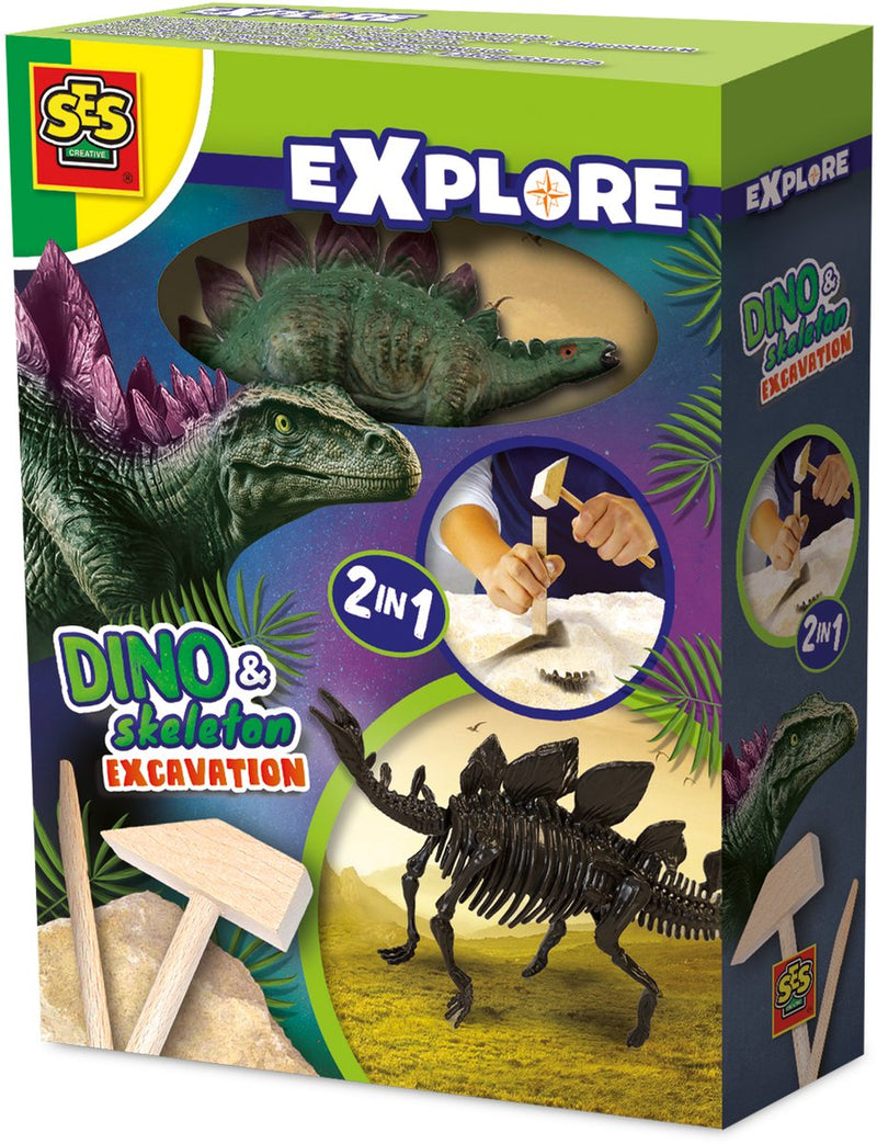 Load image into Gallery viewer, Ses creative ses explore dino en skelet opgraven 2in1- stegosaurus
