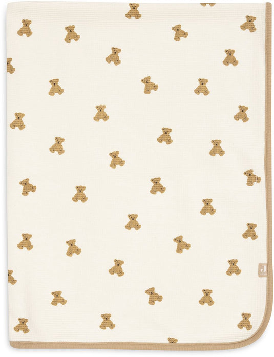 Jollein baby deken wieg - 75x100cm - little waffle - mini teddy bear