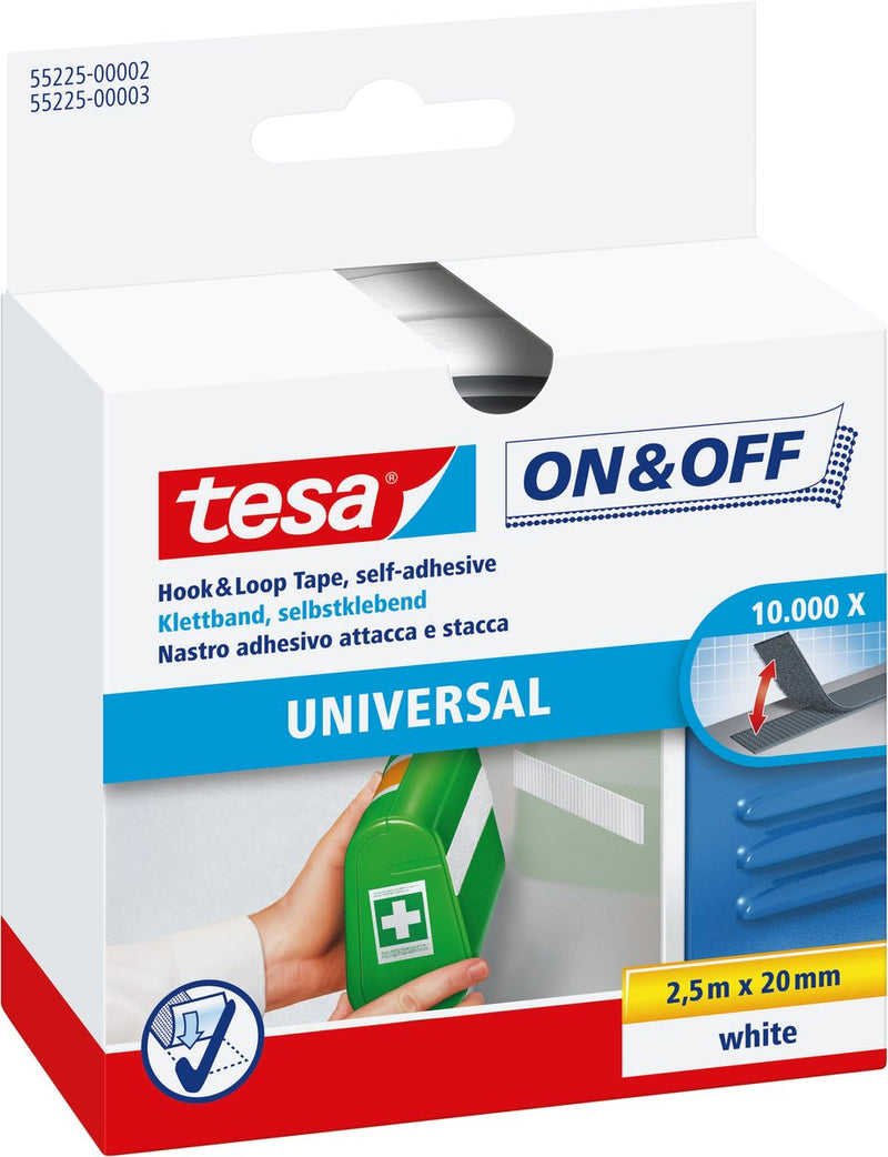 Load image into Gallery viewer, Tesa klittenband on off zelfklevend voor lichte voorwerpen bevestigen – wit 2cm x 250cm
