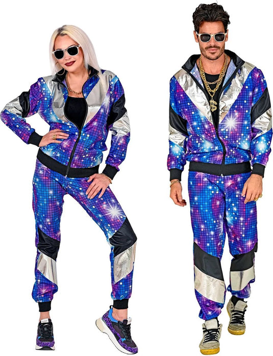 Finidi trainingspak disco blauw jaren 80