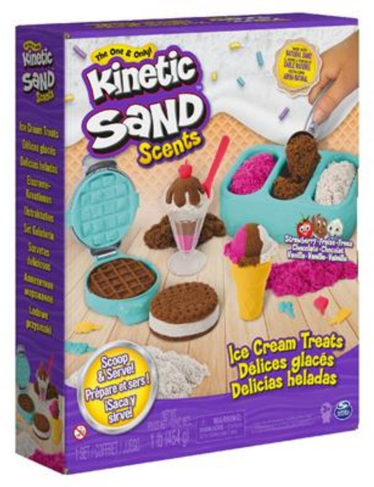 Kinetic sand - ijstraktaties speelset met drie kleuren geurend zand - 510 g origineel - sensorisch speelgoed