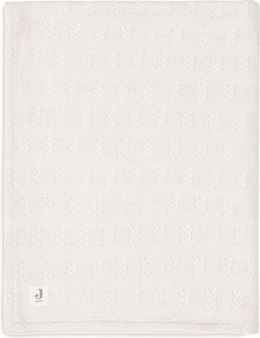 Jollein - deken ledikant 100x150cm - dekentje baby - grain knit - oatmeal velour