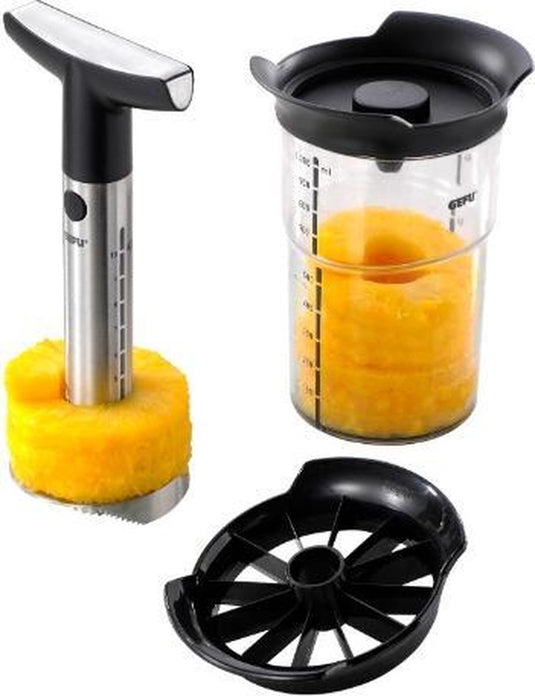 Gefu professional plus ananasboor 27,5 cm – inclusief snijder en bewaarbox – rvs