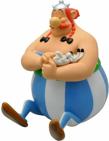 Plastoy asterix obelix spaarpot - obelix met idefix en geldzakken - 22cm