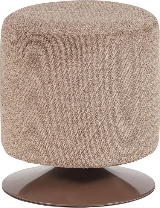 Woood islen poef met draaivoet - bouclé - bruin - 47x39x39