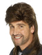 Smiffys carnaval verkleed pruik met matje - bruin - heren - jaren 80 eighties stijl - new kids