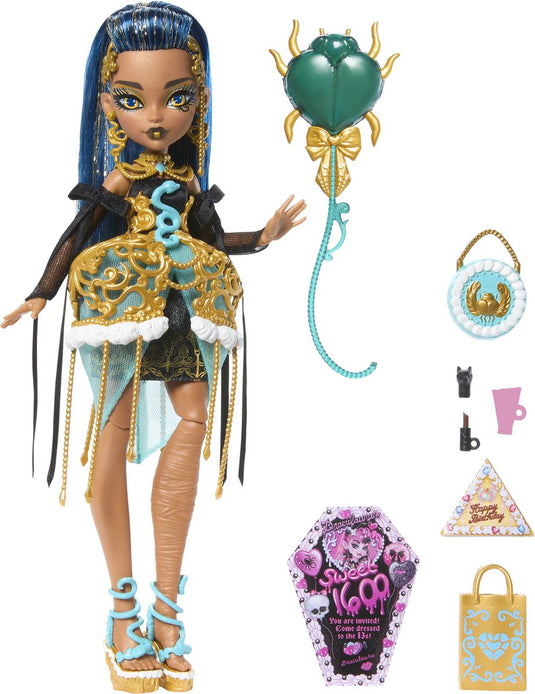 Mattel monster high pop verjaardag cleo de nile met accessoires.