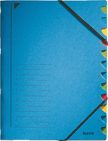 Leitz bureau sorteermap karton - 12-tabs - a4 - blauw