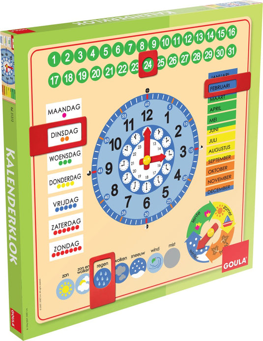 Goula jumbo - - houten kalenderklok - leerklok - educatief spel - vanaf 3 jaar