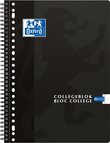 Oxford collegeblok - a4 - lijn - 80 vel - zwart