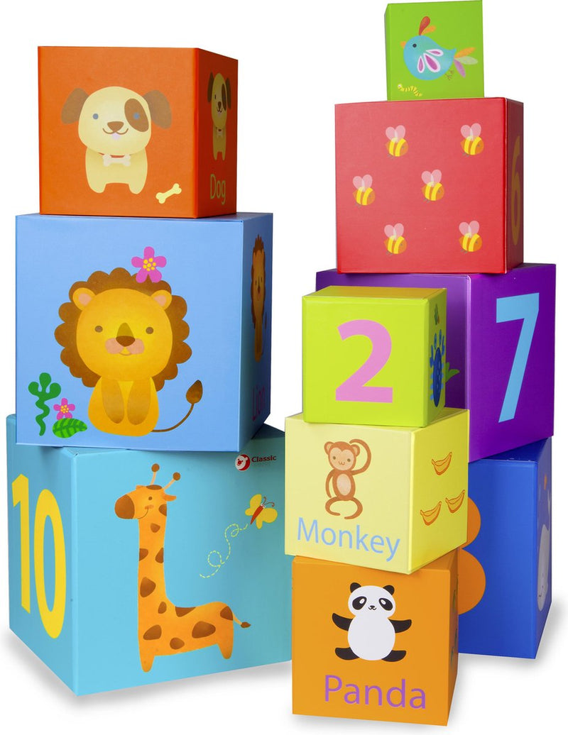 Load image into Gallery viewer, Classic world stapelblokken cijfers en dieren, 10dlg.
