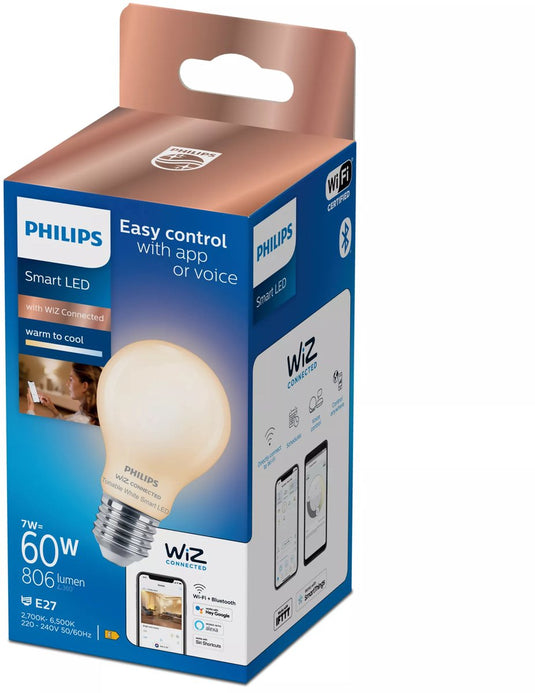 Philips smart lighting - lamp - slimme led-verlichting - warm- tot koelwit licht - e27 - 60w - mat - wi-fi