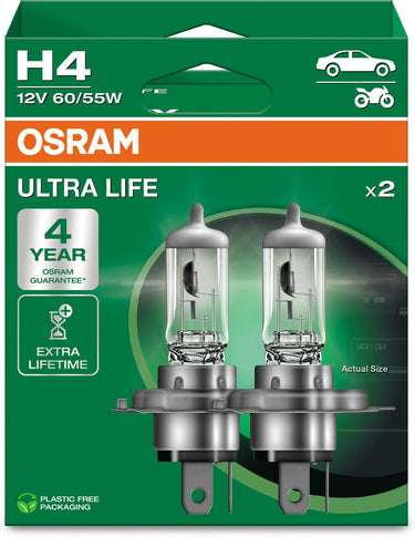 Osram ultra life serie - halogeen voertuiglamp - h4 - lange levensduur - 4 jaar garantie