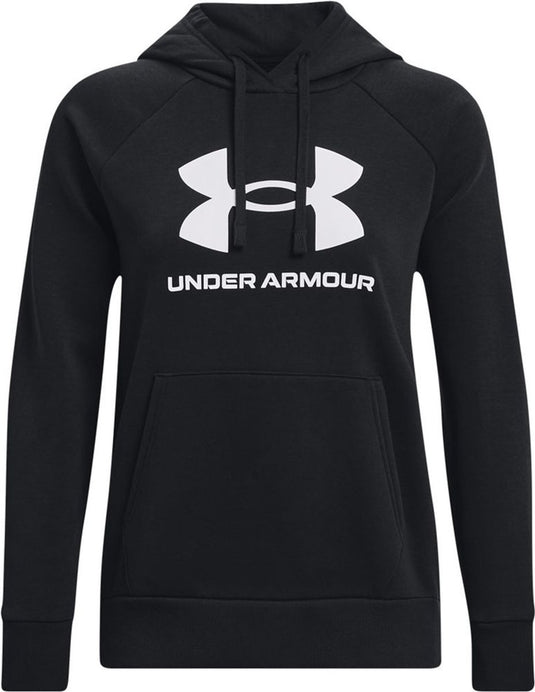Under armour ua rival fleece big logo hd dames sporttrui - zwart - wit