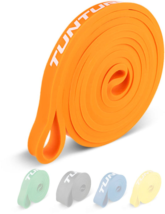 Tunturi power band - weerstandsband 2 tot 15 kg – pull up resistance band - fitness elastiek – 104 cm - incl trainingsapp - oranje
