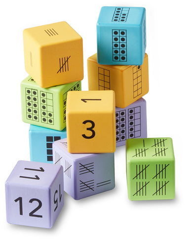 Learning resources xl foam dobbelstenen getallen - meerdere weergaves (12 st.) - 6+