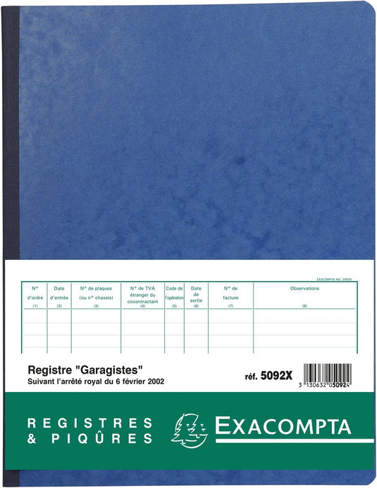 Exacompta speciale registers garagisten - franstalig - 80 blad - - 5092x
