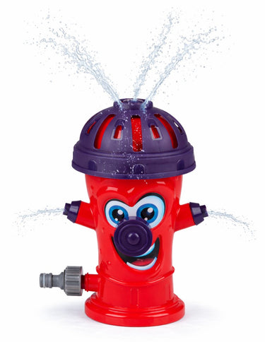 Eddy toys watersproeier brandkraan - water sprinkler met slangaansluiting - tuinsproeier kinderen - waterspeelgoed voor buiten - rood met paarse details