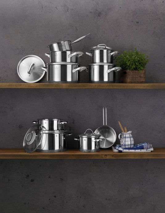 Wmf gourmet plus - pannenset - 5-delig - rvs - met deksel - geschikt voor alle warmtebronnen