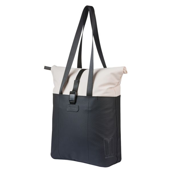 Load image into Gallery viewer, Basil b.v. tas basil vive shopper wit zwart | mik hooks | 20l
