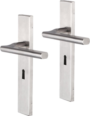 Impresso deurkruk - kirby - voor binnen - vierkant deurschild met sleutelgat - rvs - 2 stuks