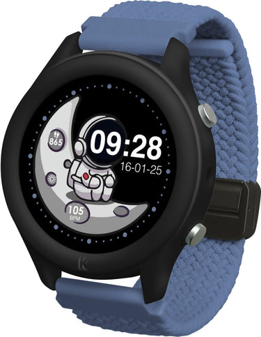 Kidywolf k-watch blauw – interactieve smartwatch voor kinderen met 10 sportmodi, oled touchscreen, zaklamp bluetooth 8+