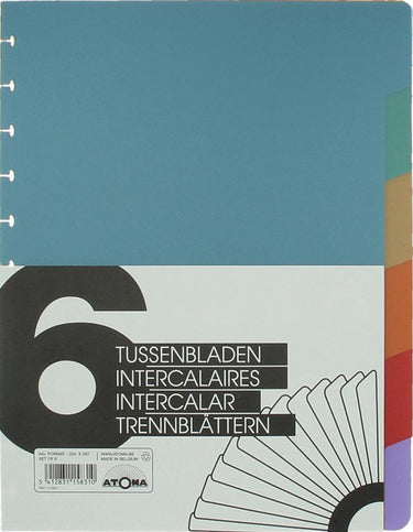 Atoma toebehoren voor schriften set van 6 tabbladen uit pp in 6 kleuren