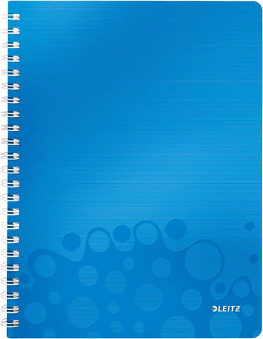 Leitz wow spiraalgebonden a4 notitieboek - 80 vel - gelijnd - fsc gecertificeerd - blauw