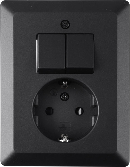 Q-link combinatie inbouw - serie - met schakelaar - randaarde - zwart