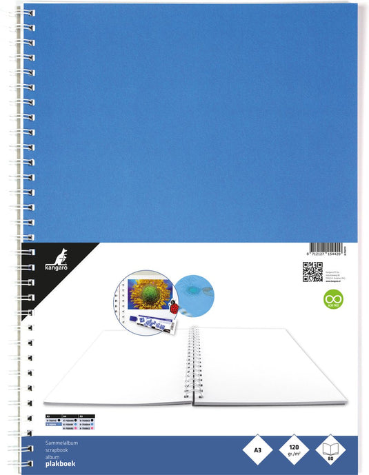 Kangaro plakboek - a3 - 120 grams - 80 pagina's - blauw - fotoalbum