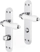 Impresso deurkruk - perth - voor binnen - ovaal deurschild met schroeven en toiletsluiting - chroom - wit - 2 stuks