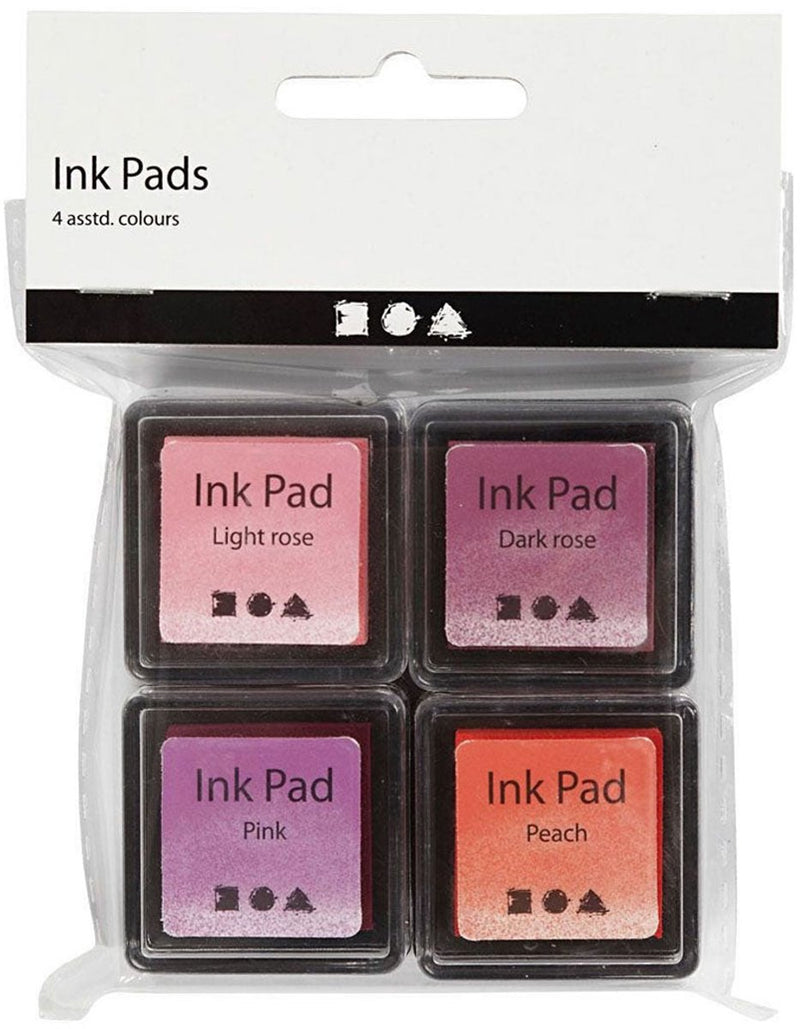 Load image into Gallery viewer, Creativ company https: www.cchobby.nl stempelinkt-h-2-cm-afm-3-5x3-5-cm-peach-roze-lichtroze-donkerroze-4-stuk-1-doos
