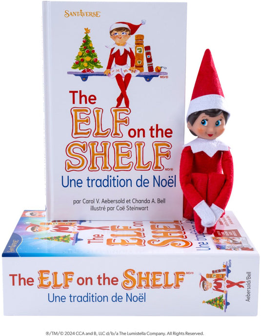 The elf on the shelf cadeau set - meisje franstalig - scout elf pop - softcover verhaalboek