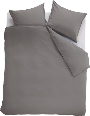 Ambiante cotton uni dekbedovertrek - effen - lits-jumeaux - 240x200 220 cm - grijs