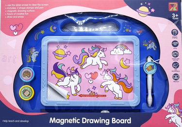Jonotoys magnetisch tekenbord eenhoorn met 2 magneet stempels en magneet pen