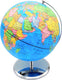 Braet wereldbol met metalen voet - - diameter 25 cm - steden dag en nacht - nederlandstalig