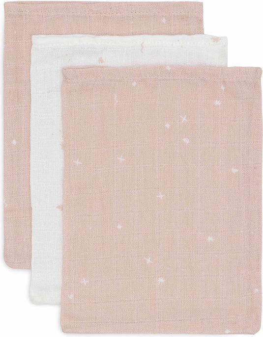 Jollein - baby hydrofiel washandje - katoen - 3 stuks - twinkling wild rose - baby washand, hydrofiele washandjes -15x20cm