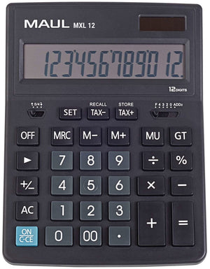 Maul bureaurekenmachine mxl 12 lcd-scherm 1-regelig, 12 cijfers solar batterij 20.5 x 15.5 x 3.5 cm zwart