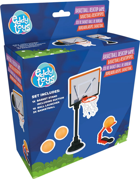 Eddy toys bureau basketbalspel - basketball desktop game met zuignap - basketbal spel voor bureau - inclusief lanceermechanisme en 2 ballen