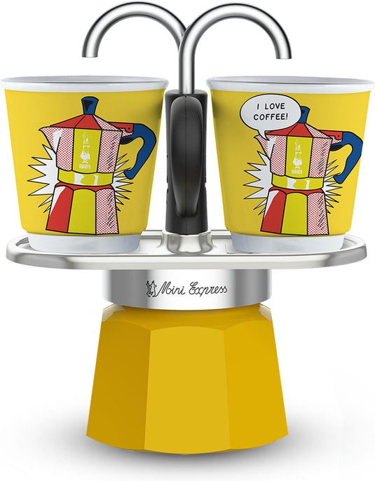 Bialetti mini express lichtenstein met 2 kopjes - 2-kops