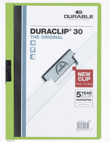 Durable klemmappen kunststof a4 22,5x31cm groen schuifklem capaciteit 3 mm