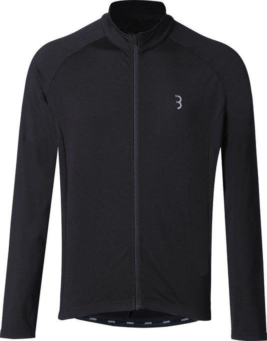 Bbb cycling transition lange mouwen fietsshirt heren en dames - 10-15 °c - mtb en wielrenshirt met 3 achterzakken - zwart