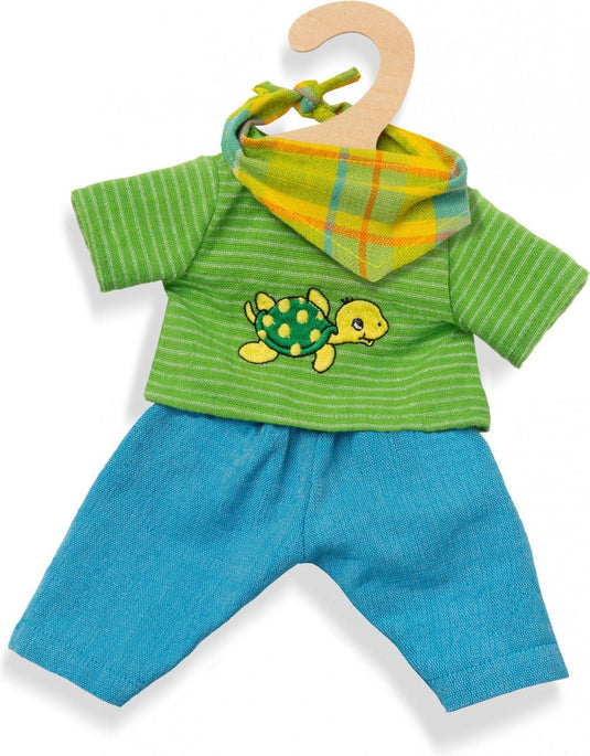 Heless poppenkleding outfit max 3-delig blauw groen 35-45 cm
