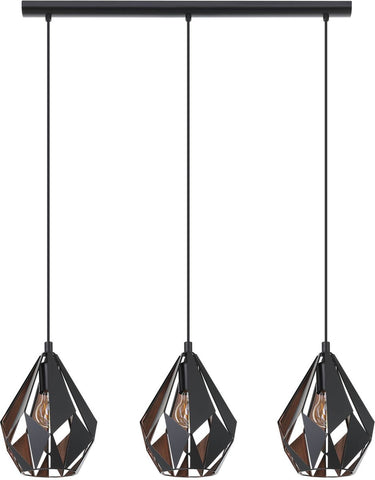 Eglo carlton 1 hanglamp - e27 - 80,5 cm - zwart koper