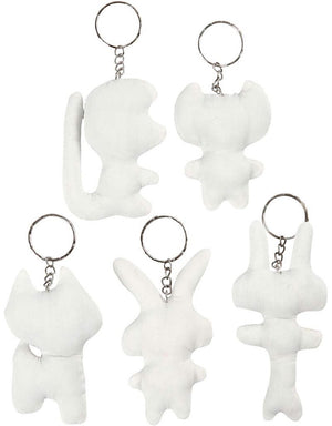 Creativ company stoffen dieren sleutelhanger, 5st.