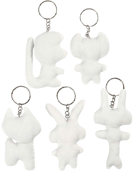 Creativ company stoffen dieren sleutelhanger, 5st.